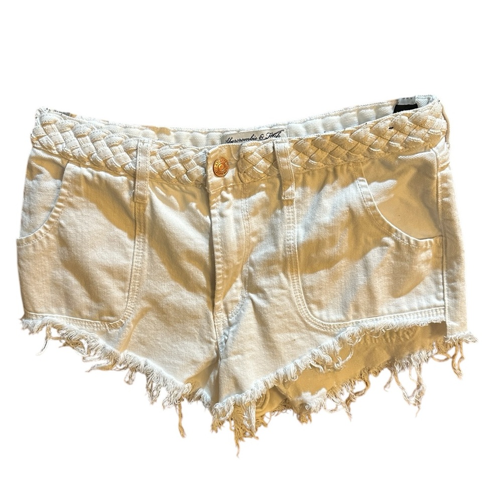 Abercrombie & Fitch High Rise White Festival Short Frayed Edge White Size 8